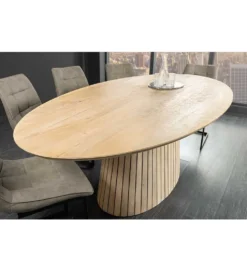Stół owalny TOMES 220 cm drewno mango bielone