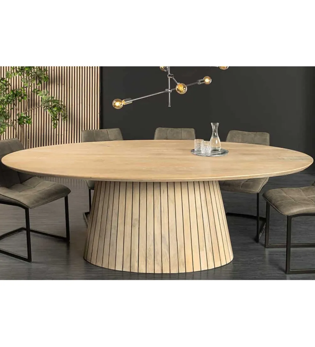 Stół owalny TOMES 220 cm drewno mango bielone