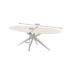 Stół owalny TRAVERTIN 220 cm ceramika w optyce trawertynu