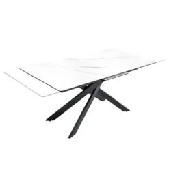Stół rozkładany ARKANSAS 160 cm - 200 cm ceramika w optyce białego marmuru