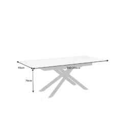 Stół rozkładany ARKANSAS 160 cm - 200 cm ceramika w optyce białego marmuru