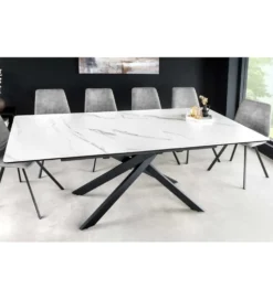 Stół rozkładany ARKANSAS 160 cm - 200 cm ceramika w optyce białego marmuru