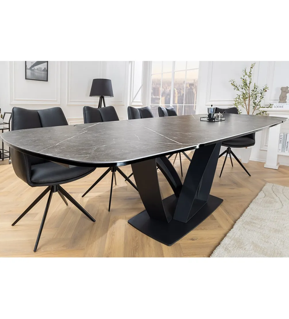 Stół rozkładany BLACKLIGHT 180 cm - 260 cm ceramika w optyce grafitowego marmuru