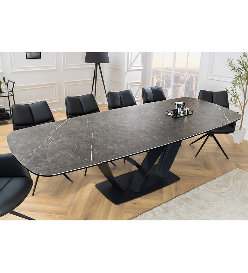 Stół rozkładany BLACKLIGHT 180 cm - 260 cm ceramika w optyce grafitowego marmuru