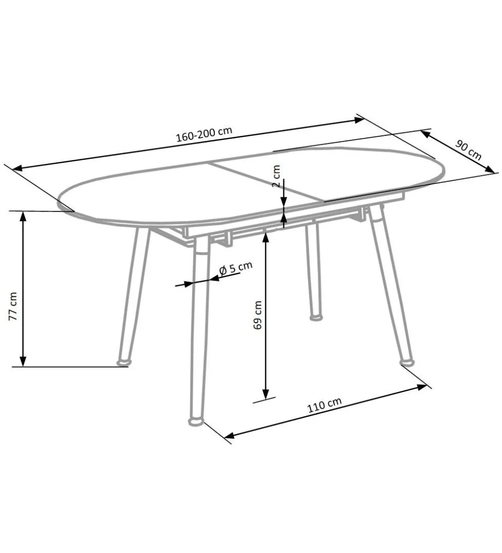Stół rozkładany CALIBER 160 cm - 200 cm biały