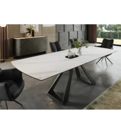 Stół rozkładany CONCORD 180 do 230 cm ceramika w optyce białego marmuru