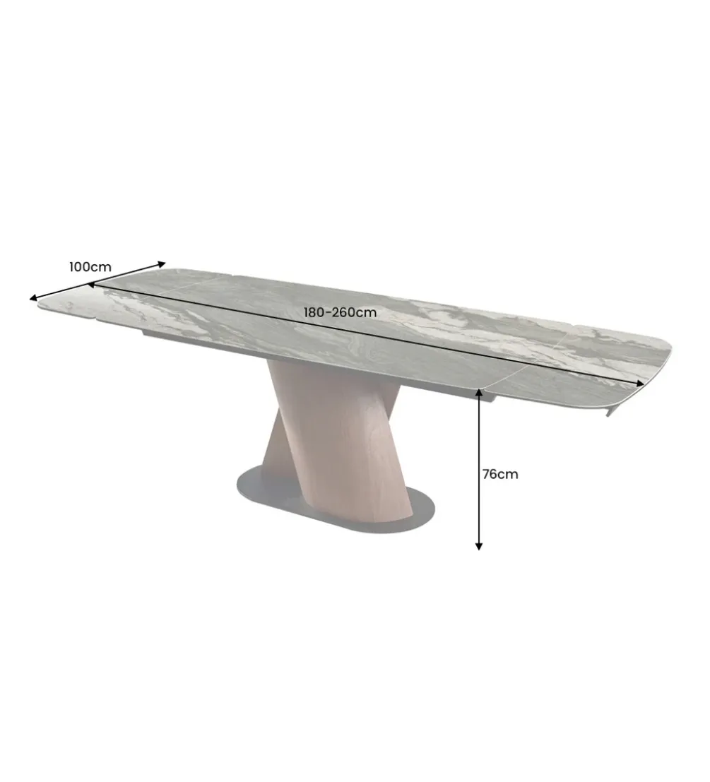 Stół rozkładany ELEMENTS od 180 do 260 cm ceramika efekt marmur taupe