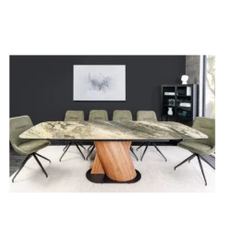 Stół rozkładany ELEMENTS od 180 do 260 cm blat ceramika w optyce marmuru