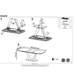 Stół rozkładany FANGOR 160 CM - 220 cm szary
