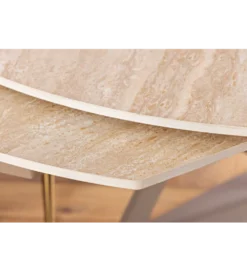 Stół rozkładany INCEPTION 130-190 cm ceramiczny blat z trawertynu beż