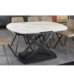 Stół rozkładany INCEPTION od 130 do 190 cm ceramiczny blat w optyce marmuru