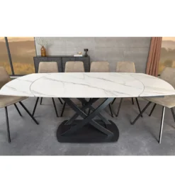 Stół rozkładany INCEPTION od 130 do 190 cm ceramiczny blat w optyce marmuru