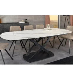 Stół rozkładany INCEPTION od 130 do 190 cm ceramiczny blat w optyce marmuru