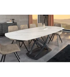 Stół rozkładany INCEPTION od 130 do 190 cm ceramiczny blat w optyce marmuru