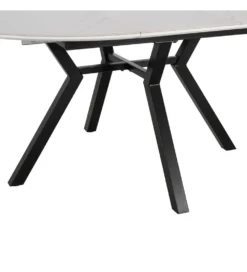 Stół rozkładany JAMEOX 120 cm czarny blat ceramika w optyce marmuru