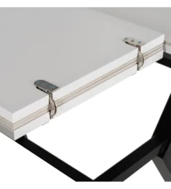 Stół rozkładany JAMEOX 120 cm czarny blat ceramika w optyce marmuru