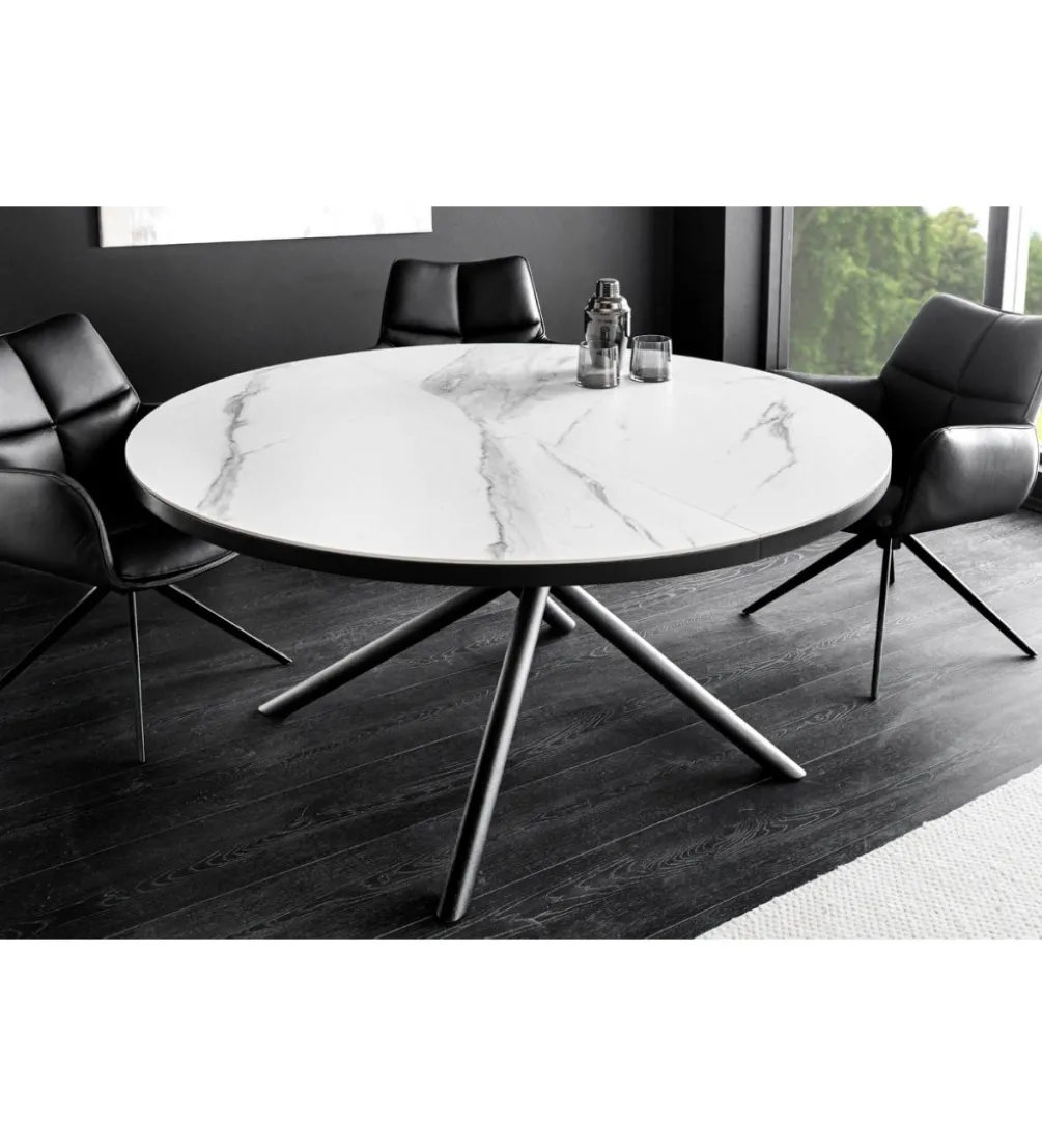 Stół rozkładany MIKADO 120 do 160 cm ceramika w optyce białego marmuru