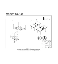 Stół rozkładany MOZART 140 cm - 180 cm biały
