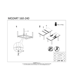 Stół rozkładany MOZART 160 cm - 240 cm biały