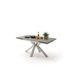 Stół rozkładany NAGANO 160 cm - 200 cm - 240 cm ceramika antracytowy srebrne nogi