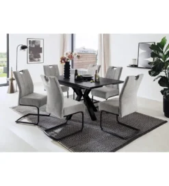Stół rozkładany PALLINI 150 cm x 90 cm - 120 cm - 150 cm ceramika antracytowy