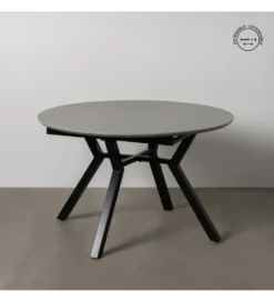 Stół rozkładany PATARASO 120 cm ceramika szara nogi czarne