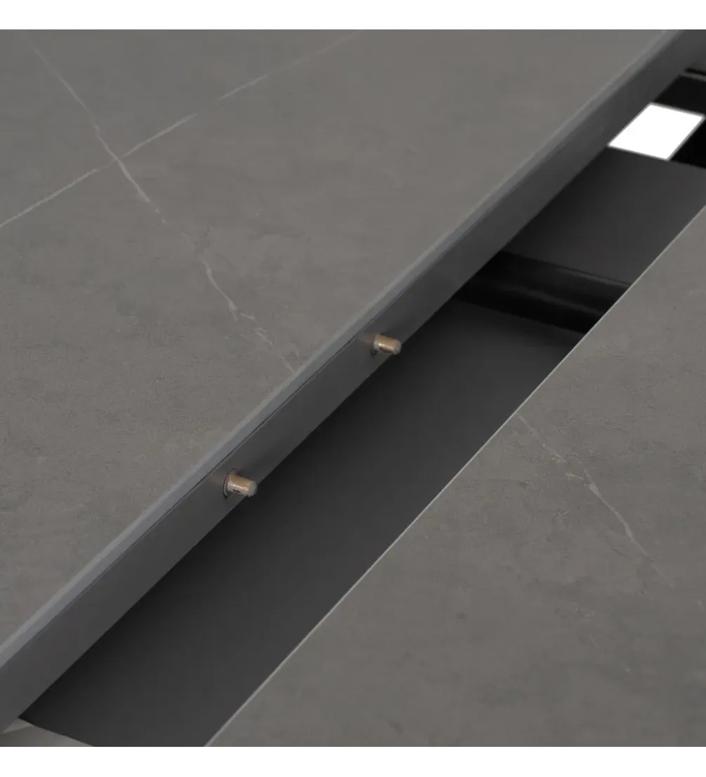 Stół rozkładany PATARASO 120 cm ceramika szara nogi czarne