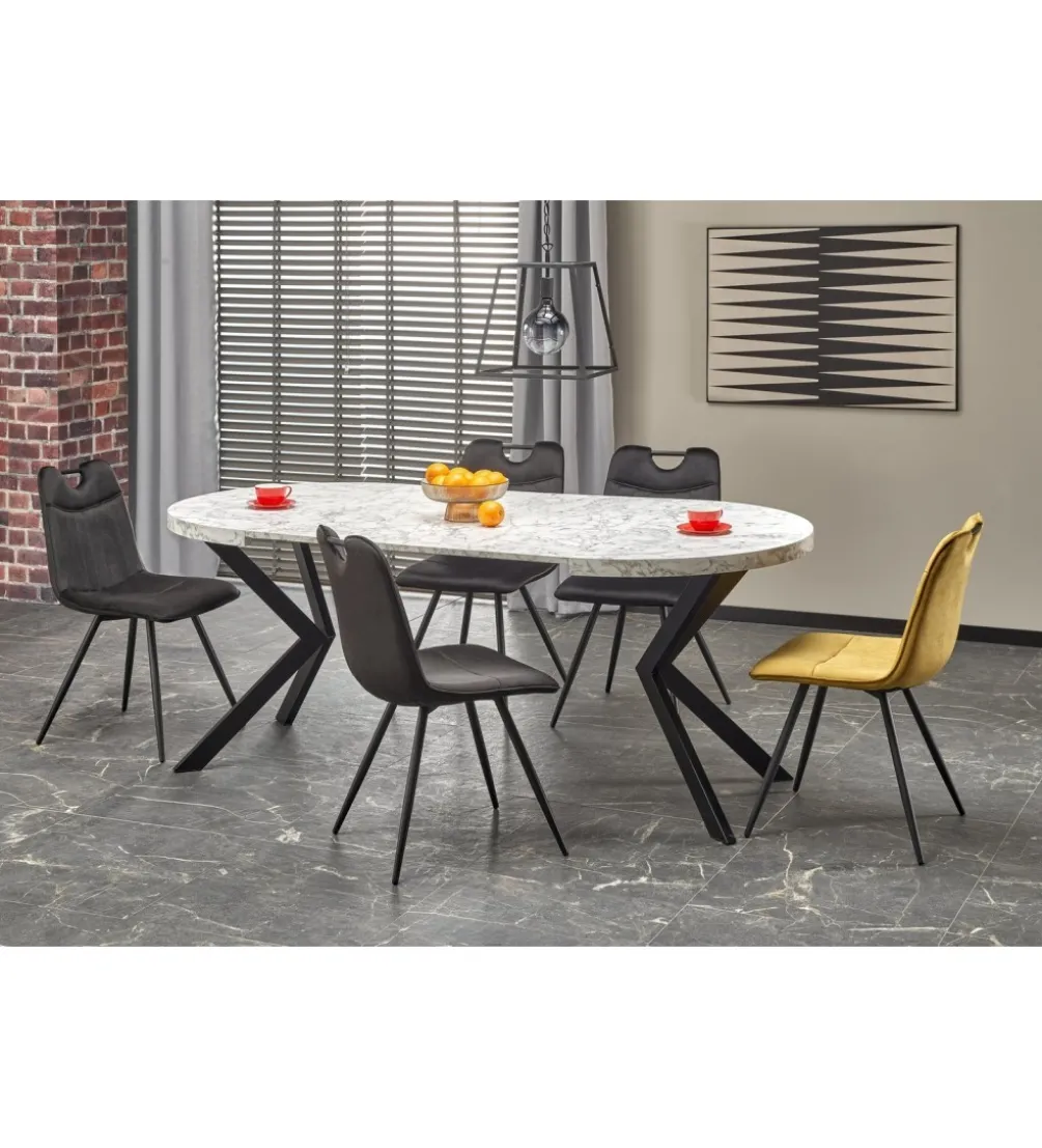 Stół rozkładany PERONI II 100 cm - 250 cm w optyce białego marmuru