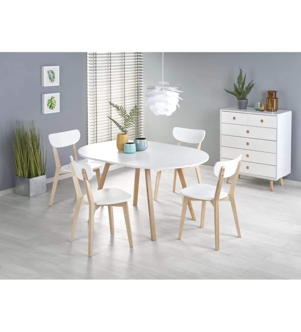 Stół rozkładany RUBEN 102 cm - 142 cm w kolorze białym