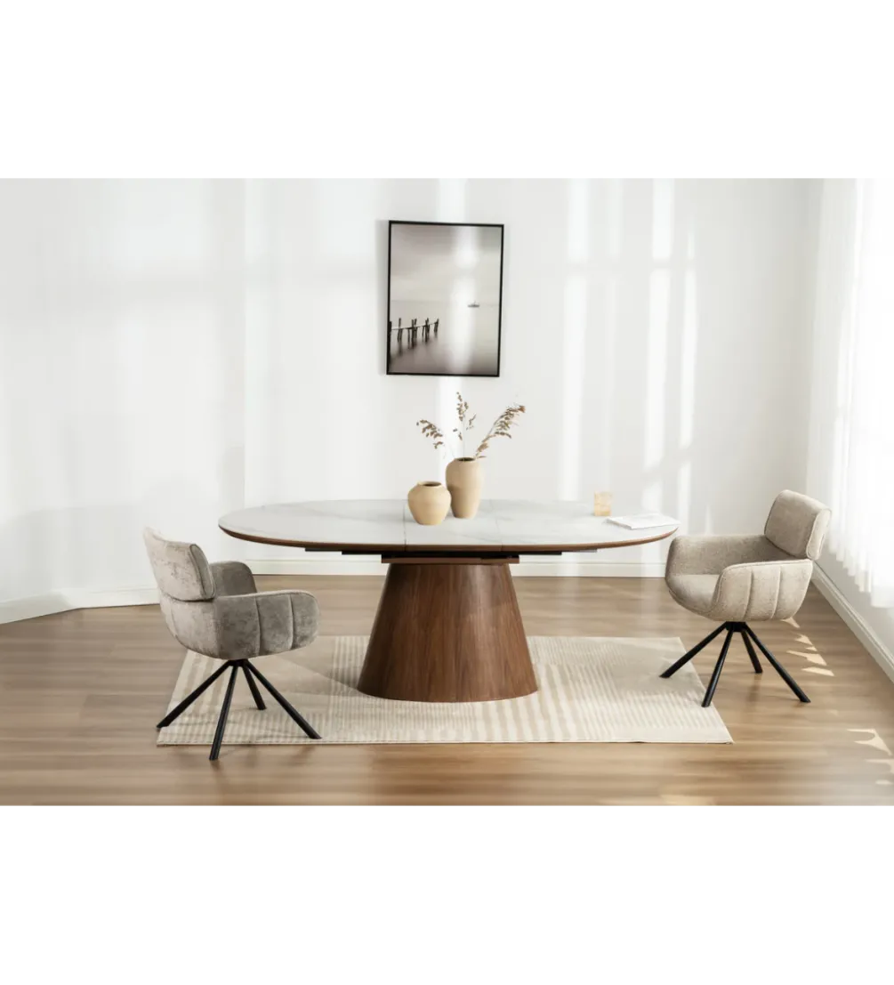 Stół rozkładany UNIQUE od 160 do 200 cm naturalny ceramiczny blat
