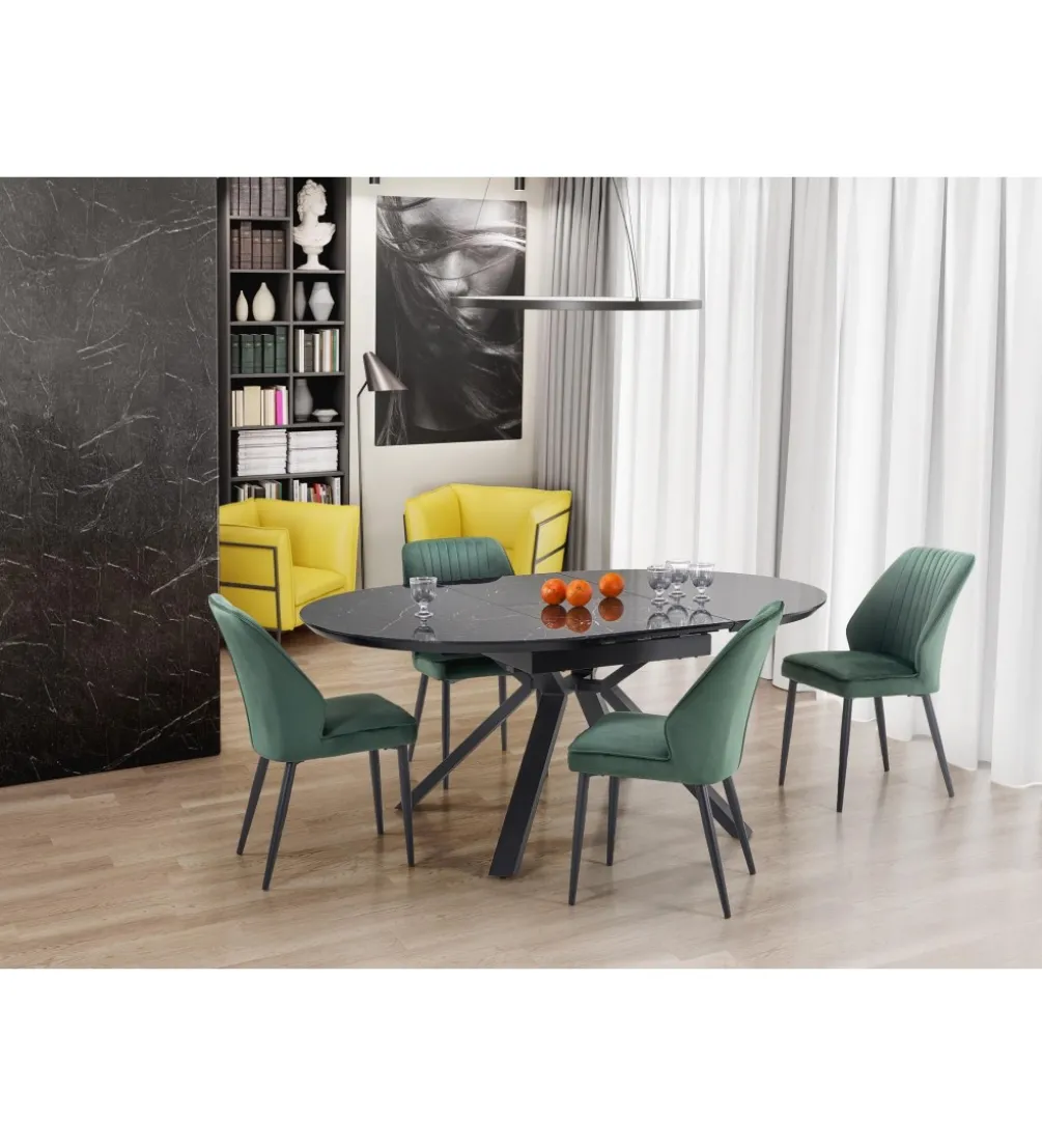Stół rozkładany VERTIGO 130 cm - 180 cm w optyce czarnego marmuru