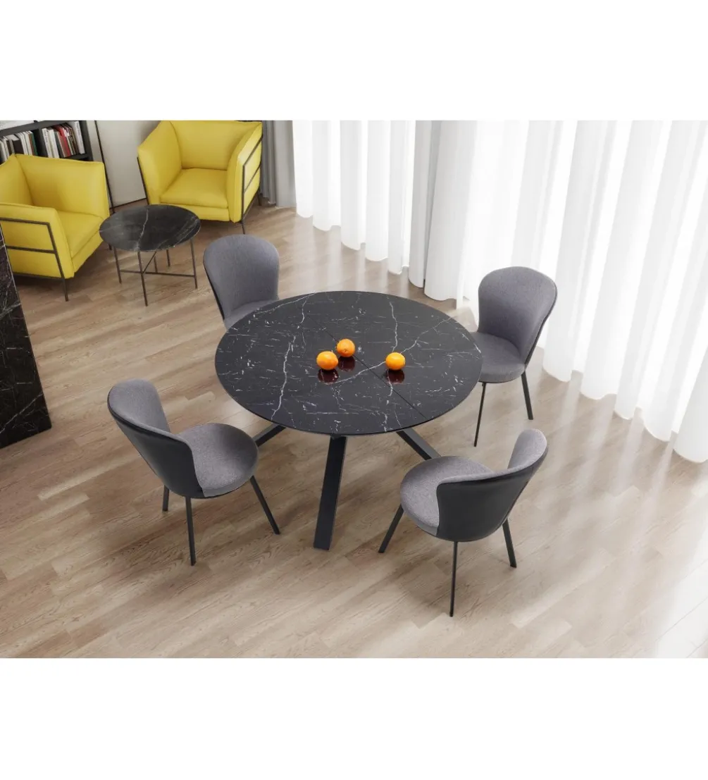 Stół rozkładany VERTIGO 130 cm - 180 cm w optyce czarnego marmuru