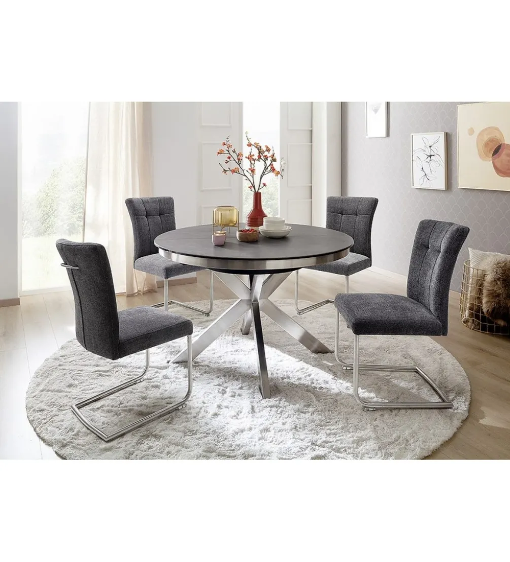Stół rozkładany WINNIPEG 120 cm - 160 cm antracytowo srebrny