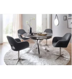Stół rozkładany WINNIPEG 120 cm - 160 cm antracytowo srebrny