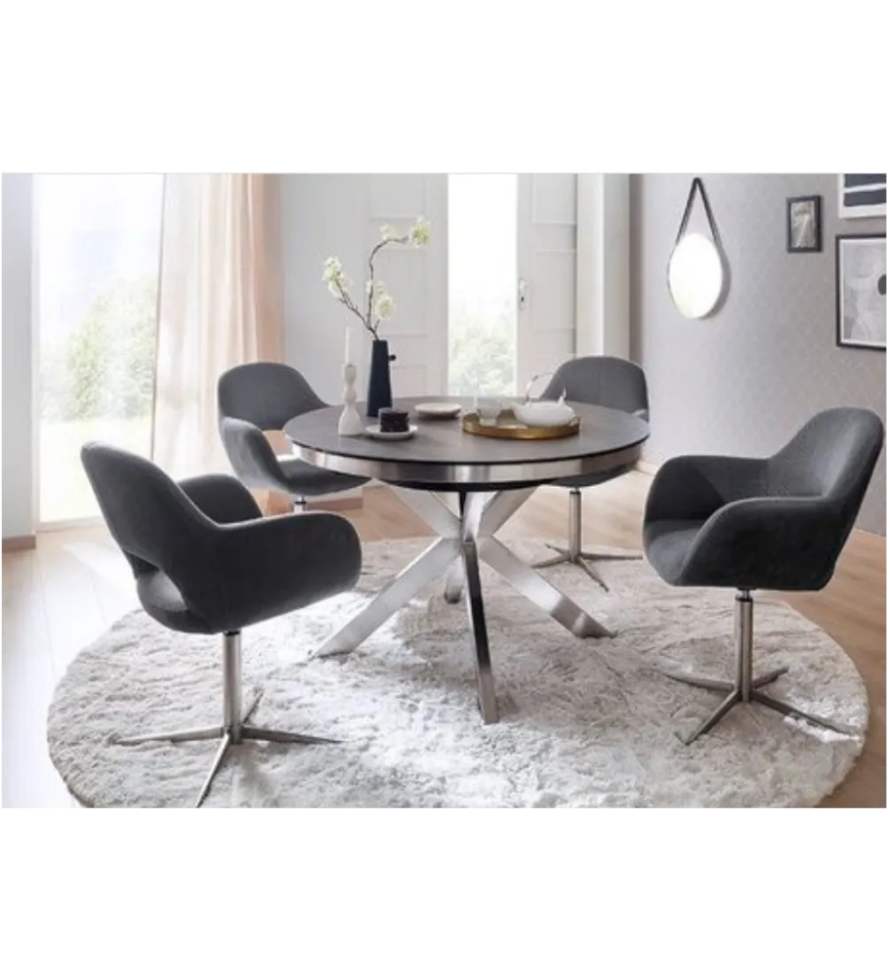 Stół rozkładany WINNIPEG 120 cm - 160 cm antracytowo srebrny