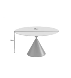 Stół SIGNATURE 135 cm okrągły blat ceramika w optyce białego marmuru