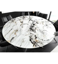 Stół SPIN 150 cm ceramiczny marmur biały z obrotowym wynajmowanym blatem