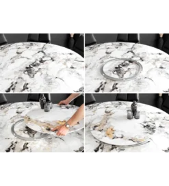 Stół SPIN 150 cm ceramiczny marmur biały z obrotowym wynajmowanym blatem
