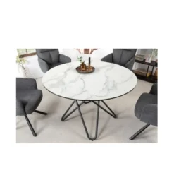 Stół TARANTO 120 cm ceramika w optyce białego marmuru