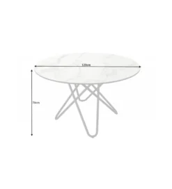 Stół TARANTO 120 cm ceramika w optyce białego marmuru