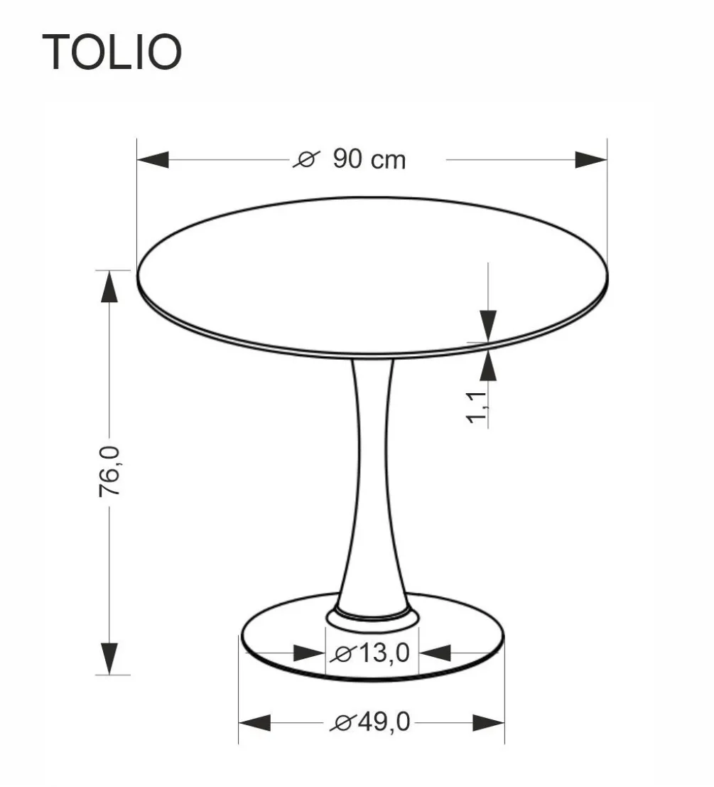 Stół TOLIO 90 cm blat w optyce trawertynu podstawa kaszmir