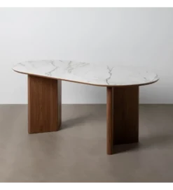Stół TRANKY 180 x 90 cm ciemno brązowy blat ceramika