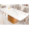 Stół UNIQUE 200 cm drewno dębowe biały ceramiczny blat