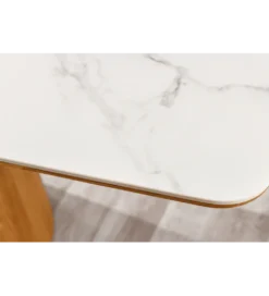 Stół UNIQUE 200 cm drewno dębowe biały ceramiczny blat
