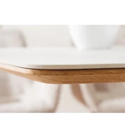 Stół UNIQUE 200 cm drewno dębowe biały ceramiczny blat