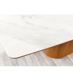 Stół UNIQUE 200 cm drewno dębowe biały ceramiczny blat