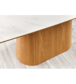 Stół UNIQUE 200 cm drewno dębowe biały ceramiczny blat