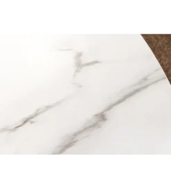 Stół UNIQUE 120 cm drewno dębowe blat ceramika w optyce białego marmuru
