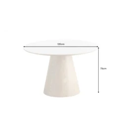 Stół UNIQUE 120 cm drewno dębowe blat ceramika w optyce białego marmuru