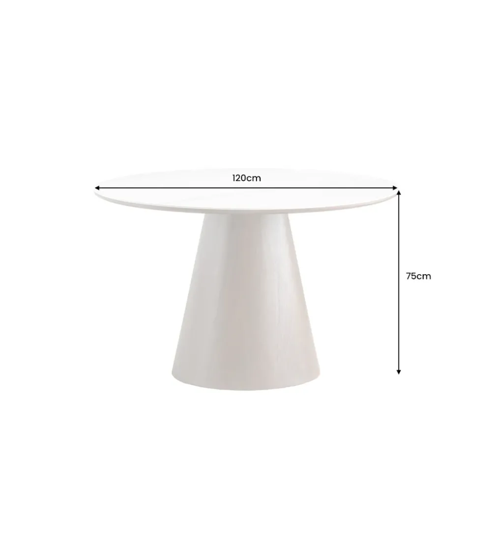 Stół UNIQUE 120 cm drewno orzecha biały ceramiczny blat